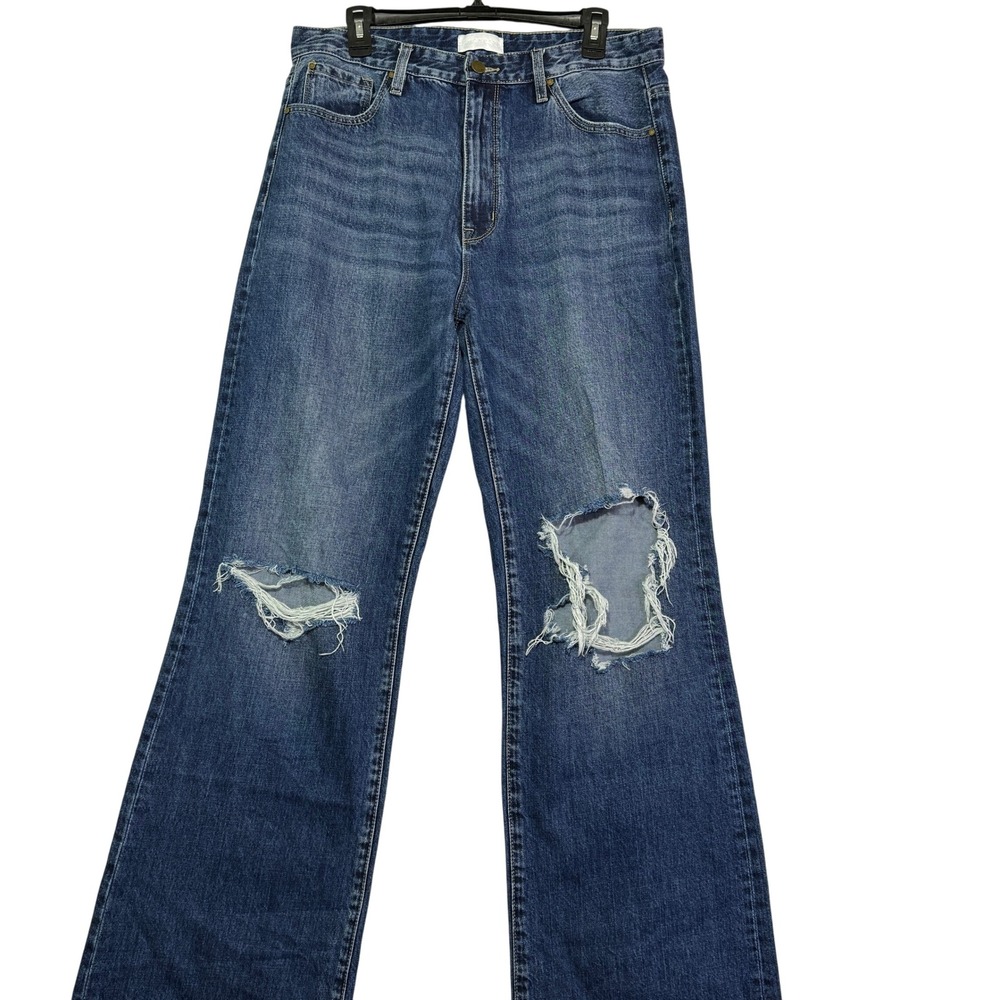 Petra 153 Women's Jeans Distressed Ripped‎ Wide Leg High Waist Dark Wash Denim